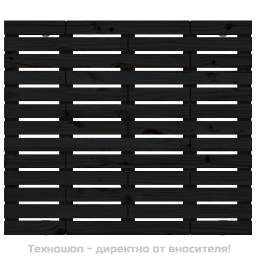 Стенна табла за спалня, черна, 126x3x91,5см, борово дърво масив