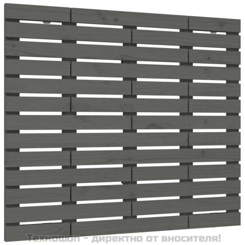 Стенна табла за спалня, сива, 81x3x91,5 см, борово дърво масив