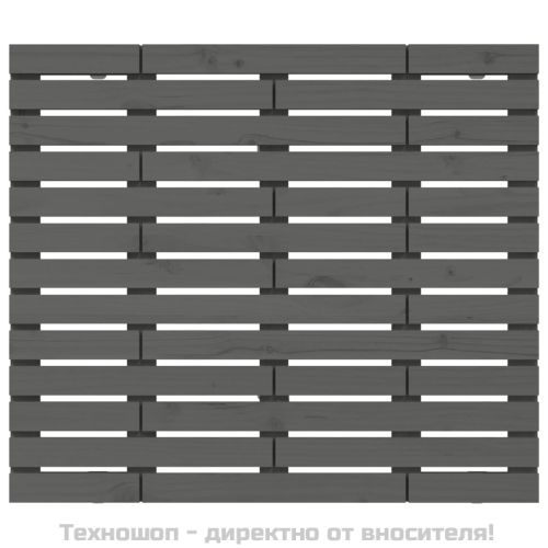 Стенна табла за спалня, сива, 81x3x91,5 см, борово дърво масив