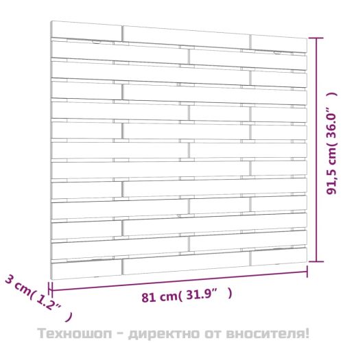 Стенна табла за спалня, сива, 81x3x91,5 см, борово дърво масив