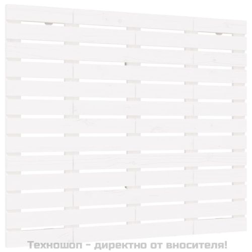 Стенна табла за спалня, бяла, 106x3x91,5 см, борово дърво масив