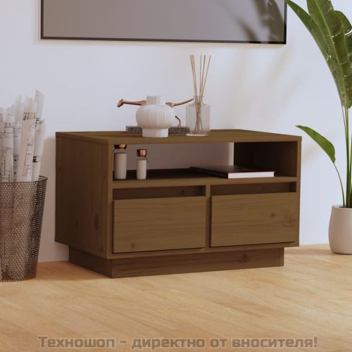 ТВ шкаф, меденокафяв, 60x35x37 см, бор масив