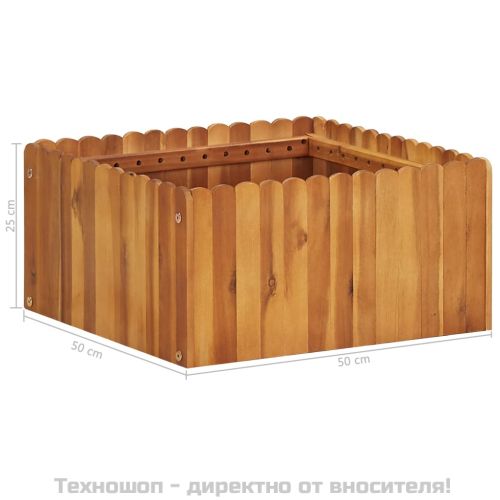 Градинска повдигната леха, 50x50x25 см, акациево дърво масив