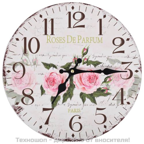 Винтидж стенен часовник Цветя, 30 см