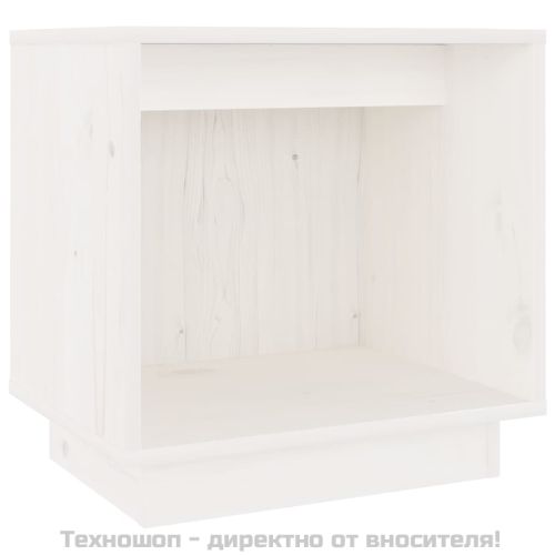 Нощни шкафчета, 2 бр, бели, 40x30x40 см, борово дърво масив
