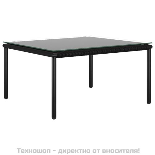 Градински комплект с възглавници, 5 части, черен, PVC