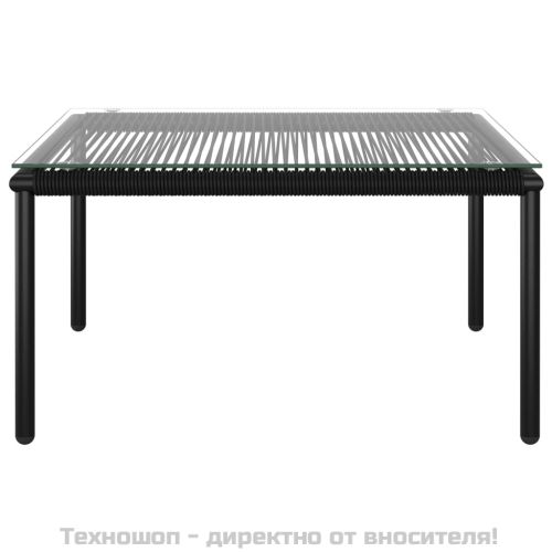 Градински комплект с възглавници, 5 части, черен, PVC