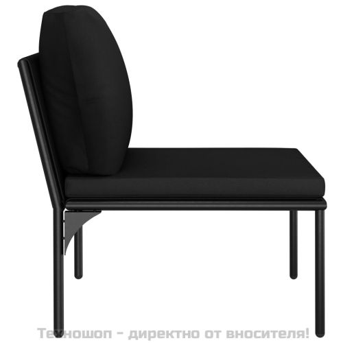 Градински комплект с възглавници, 5 части, черен, PVC