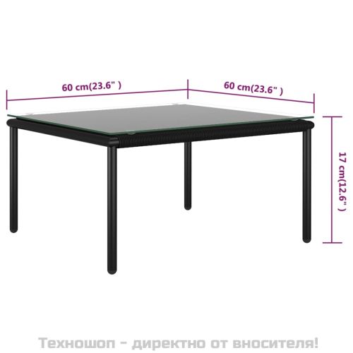 Градински комплект с възглавници, 5 части, черен, PVC