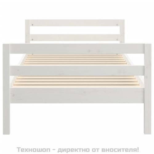 Рамка за легло без матрак, бял, 90x200 см, бор масив
