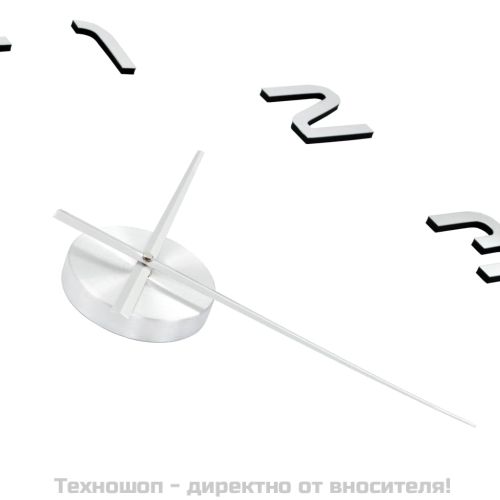 3D стенен часовник, модерен дизайн, 100 см, XXL, сребрист