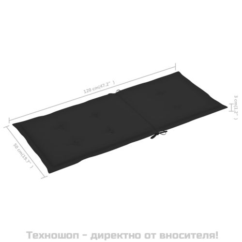 Възглавници за столове с облегалки 4 бр черни 120x50x3 см плат
