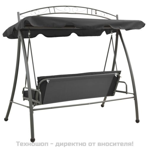 Градинска люлка със сенник, антрацит, 198x120x205 см, стомана