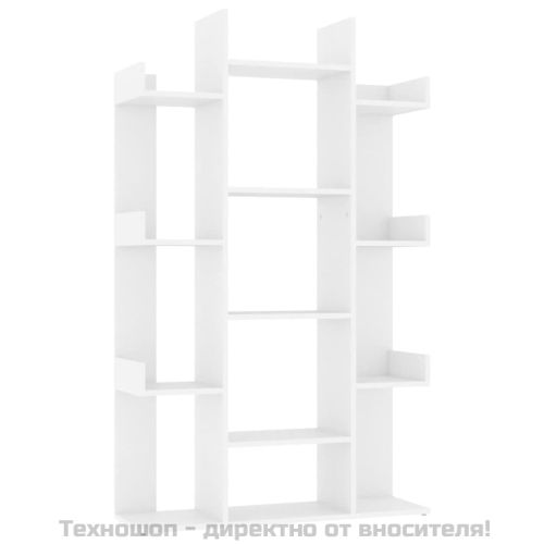 Шкаф библиотека, бял, 86x25,5x140 см, инженерно дърво