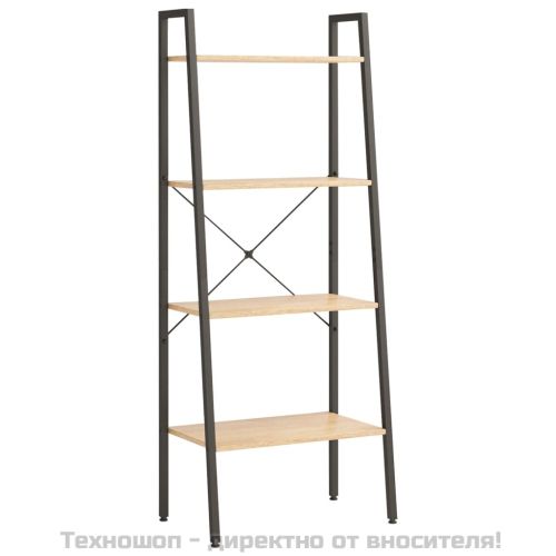 Стояща етажерка с 4 рафта светлокафяво и черно 56x35x140 см