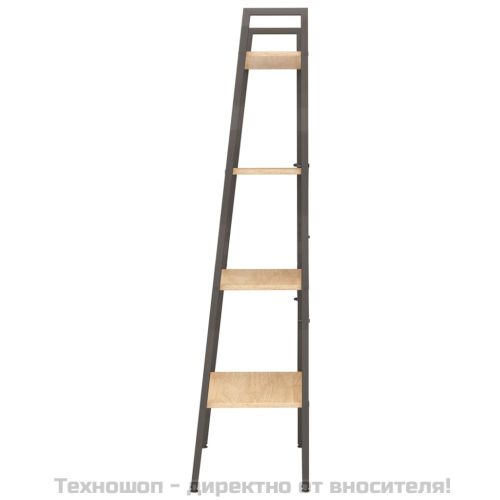 Стояща етажерка с 4 рафта светлокафяво и черно 56x35x140 см