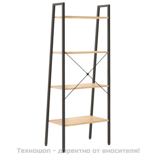 Стояща етажерка с 4 рафта светлокафяво и черно 56x35x140 см
