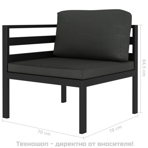 Модулен ъглов диван, 1 бр, с възглавници, алуминий, антрацит