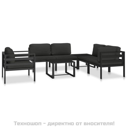 Модулен ъглов диван, 1 бр, с възглавници, алуминий, антрацит