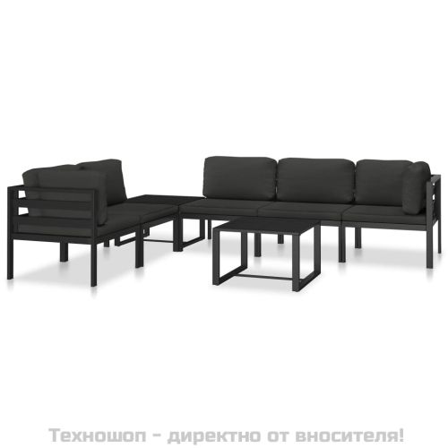 Модулен ъглов диван, 1 бр, с възглавници, алуминий, антрацит