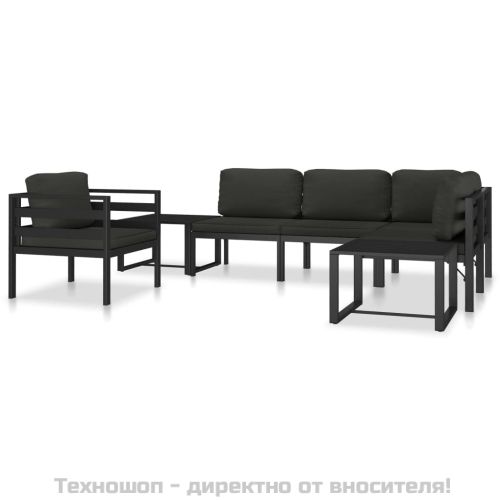 Модулен ъглов диван, 1 бр, с възглавници, алуминий, антрацит