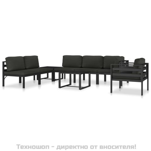 Модулен ъглов диван, 1 бр, с възглавници, алуминий, антрацит