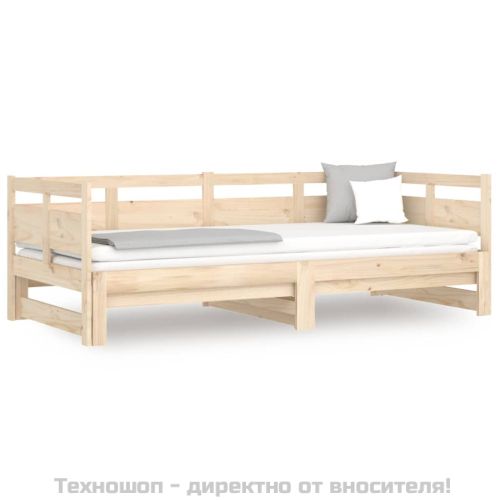 Разтегателна кушетка, борово дърво масив, 2x(90x200) см