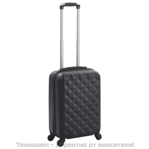 Твърд куфар с колелца, черен, ABS