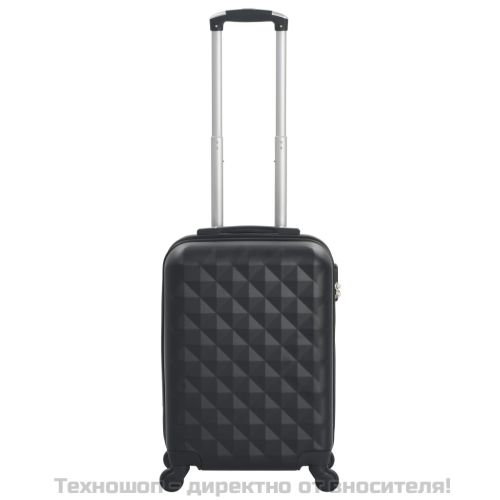 Твърд куфар с колелца, черен, ABS