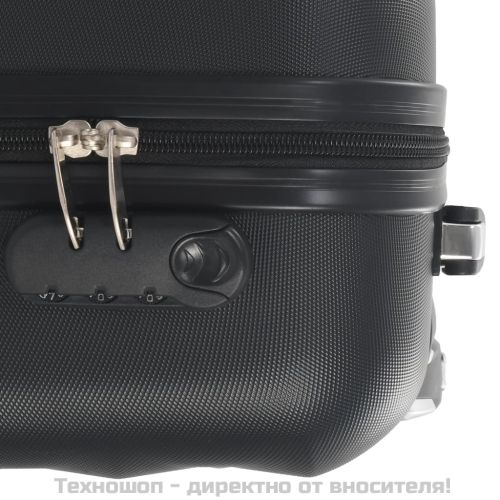 Твърд куфар с колелца, черен, ABS