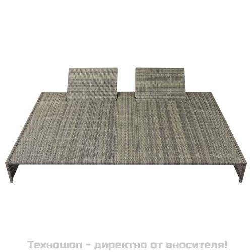 Градински комплект с възглавници, 5 части, полиратан, сив