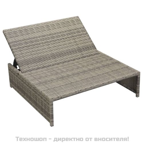 Градински комплект с възглавници, 5 части, полиратан, сив