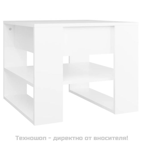 Маса за кафе, бяла, 55,5x55x45 см, инженерно дърво