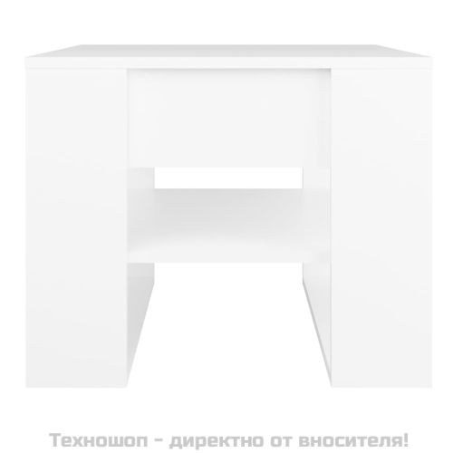 Маса за кафе, бяла, 55,5x55x45 см, инженерно дърво