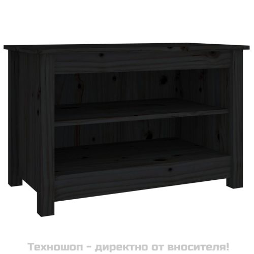 Пейка за обувки Черен 70x38x45,5 см масивна борова дървесина