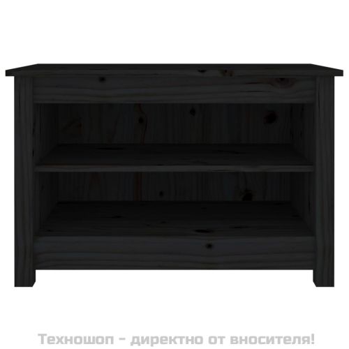 Пейка за обувки Черен 70x38x45,5 см масивна борова дървесина