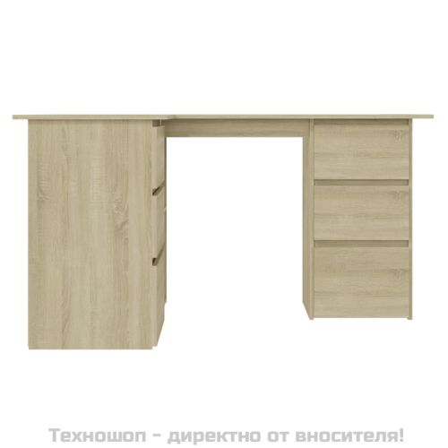 Ъглово бюро, дъб сонома, 145x100x76 см, инженерно дърво