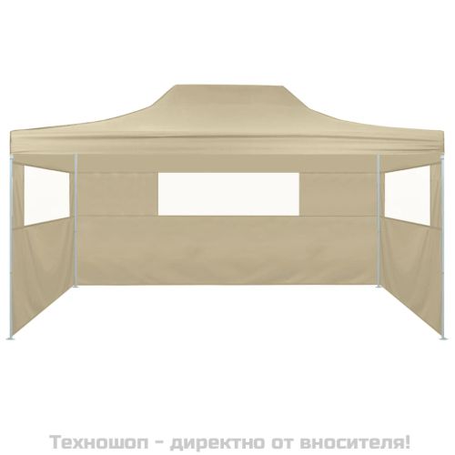 Сгъваема шатра с 3 стени, 3x4,5 м, кремава