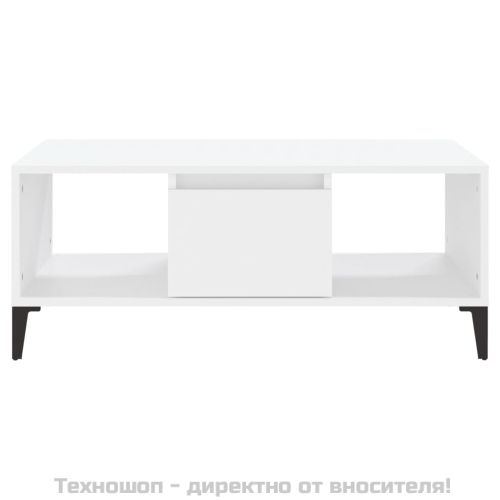 Кафе маса, бяла, 90x50x36,5 см, инженерно дърво