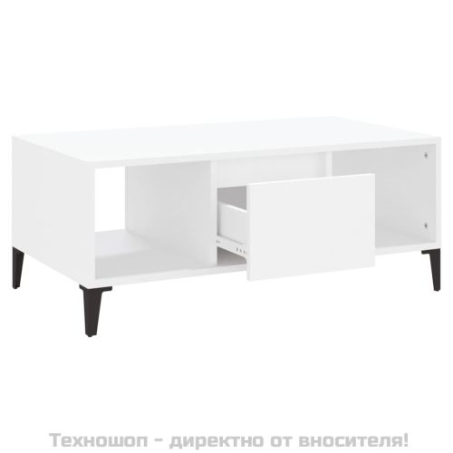 Кафе маса, бяла, 90x50x36,5 см, инженерно дърво