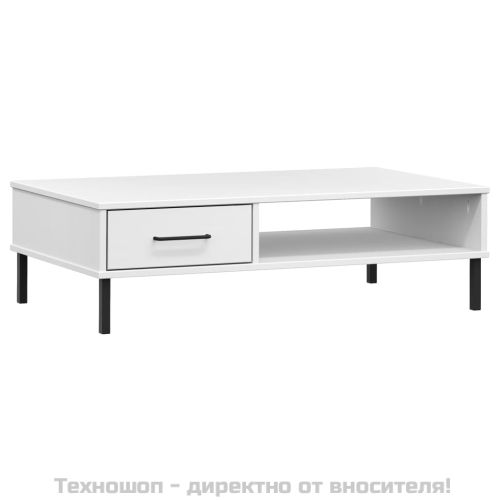 Кафе маса с метални крака бяла бор масив OSLO