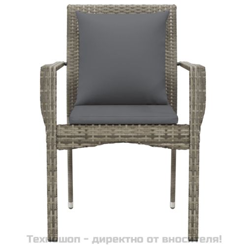 Градински столове с възглавници, 2 бр, полиратан, сиви