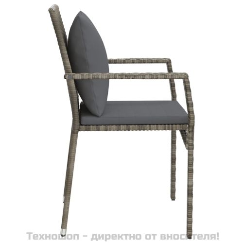 Градински столове с възглавници, 2 бр, полиратан, сиви