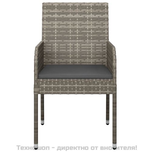 Градински столове с възглавници, 4 бр, полиратан, сиви