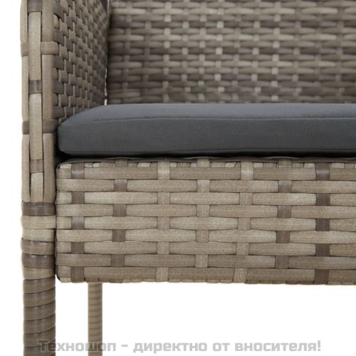 Градински столове с възглавници, 4 бр, полиратан, сиви