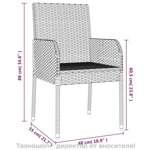 Градински столове с възглавници, 4 бр, полиратан, сиви