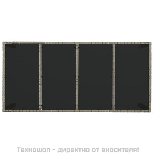 Градинска маса със стъклен плот черен 190x90x75 см полиратан