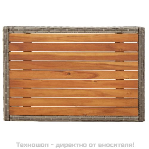 Градински лаундж комплект с възглавници 3 части сив полиратан