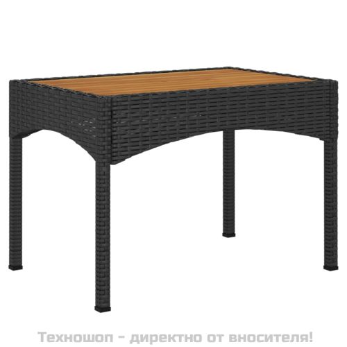 Градински лаундж комплект с възглавници 3 части черен полиратан