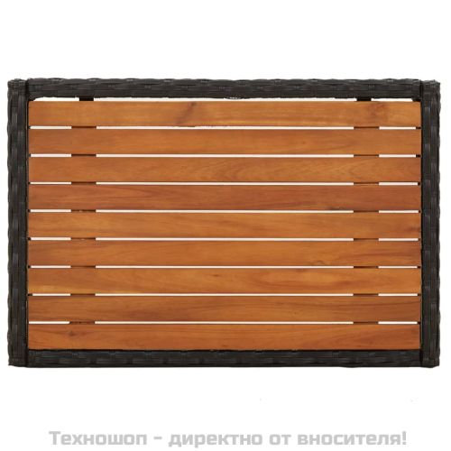 Градински лаундж комплект с възглавници 3 части черен полиратан